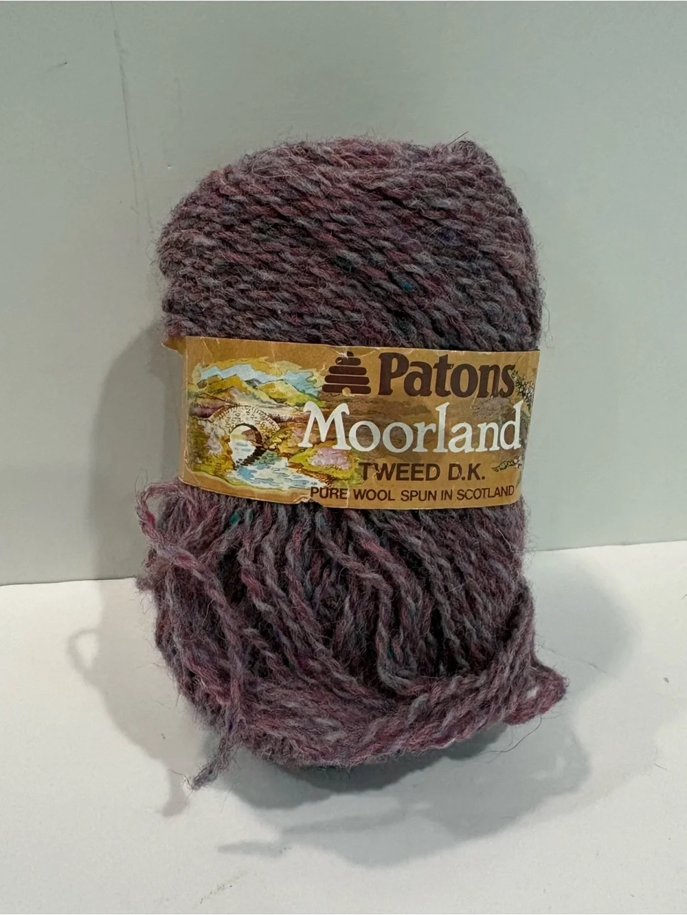 Patons Moorland 100% Pure Wool Yarn Tweed D.K. Purple Spun In Scotland 50 Grams